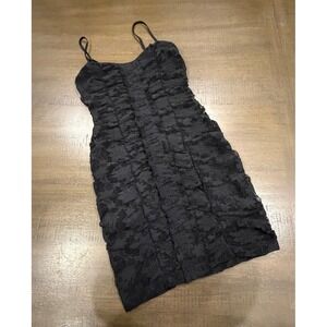 Urban Outfitters Black Lace Ruched Spaghetti Strap Mini Dress XS